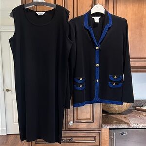 Misook Black and Blue Dress and Jacket Set